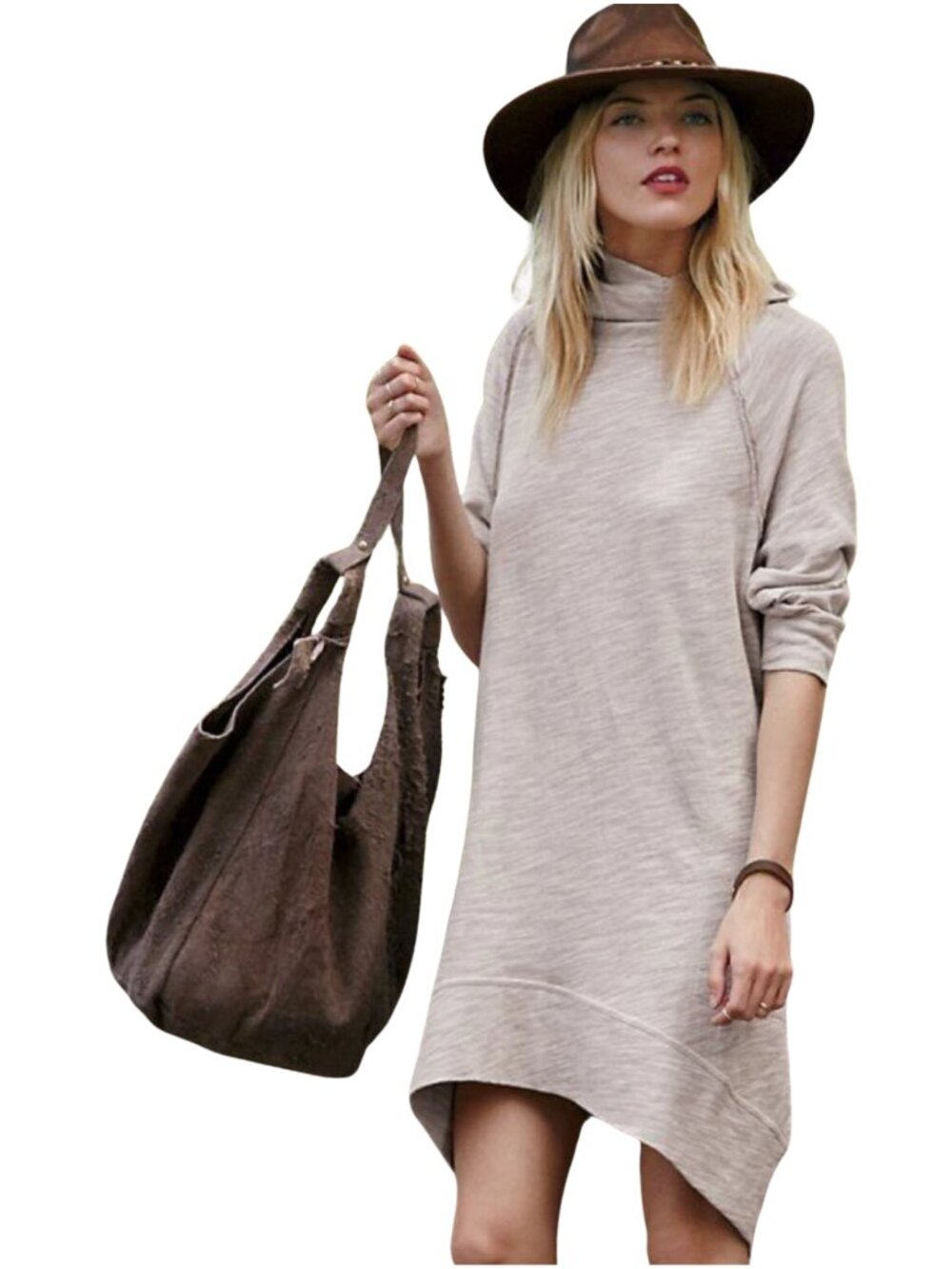 Free People Terri Cocoon Oversized Cowl Neck Pullover Dress Size L